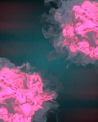 Abstract magical tongues of pink flame with swirls of purple smoke. 3d rendering digital illustration