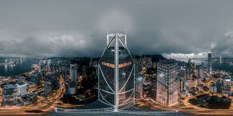 Aerial view of Hong Kong central business district - obrazy, fototapety, plakaty