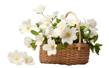 Ivory Blossom Nestled in a Basket isolated on transparent Background