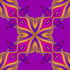 The image is designed in purple and yellow color scheme with abstract stripe pattern. 3d rendering digital illustration