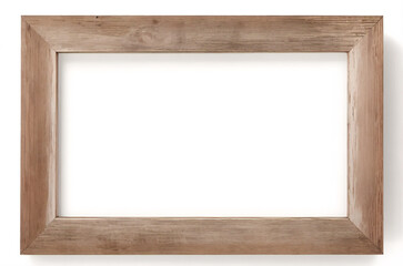 Holzrahmen lehnt auf weißem Boden im Innenmodell. Vorlage eines an einer Wand gerahmten Bildes 3D-Rendering