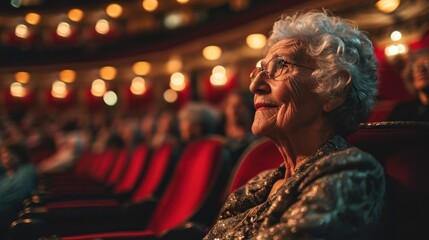 Seniors attending a cultural event at a local theater - obrazy, fototapety, plakaty