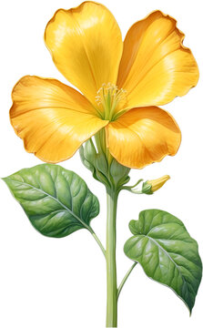 Watercolor painting of Squash flower. 