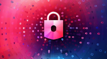 Padlock against abstract pink gradient backdrop symbolizes protection of digital art, padlock evokes sense of securing creative expressions and fortifying digital artistic realm