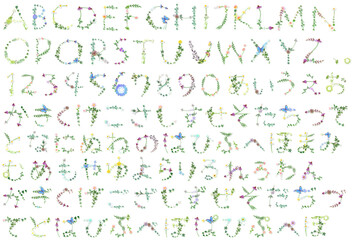 かわいい手書き風の花文字2（アルファベット、ひらがな、数字） - obrazy, fototapety, plakaty