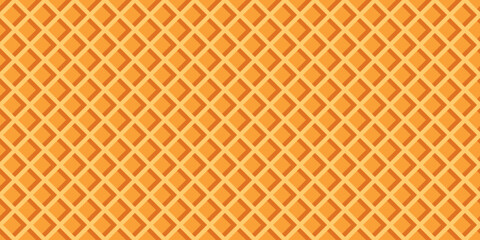 Seamless diagonal wafer pattern. Realistic wafer repeat horizontal background. Ice cream cone texture.  Vector illustration - obrazy, fototapety, plakaty