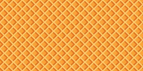 Foto auf Alu-Dibond Seamless diagonal wafer pattern. Realistic wafer repeat horizontal background. Ice cream cone texture.  Vector illustration © Ann