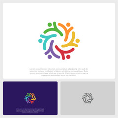 Fototapeta na wymiar Abstract People Colorful Logo Icon Design Minimal Style Illustration. Community Logo. 