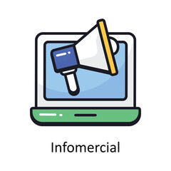 Infomercial vector Filled outline doodle Design illustration. Symbol on White background EPS 10 File 