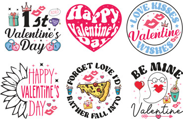 Valentine's Day SVG Typography Bundle T-shirt design.