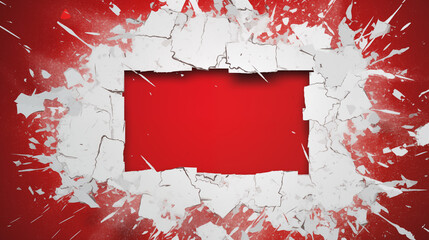 red wall with white paint frame