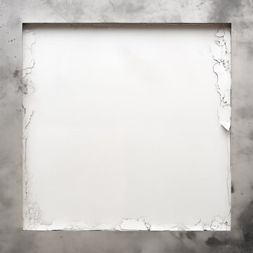 Mockup frame on white concrete wall, cracked wall with copy space for text or picture. AI Generated.