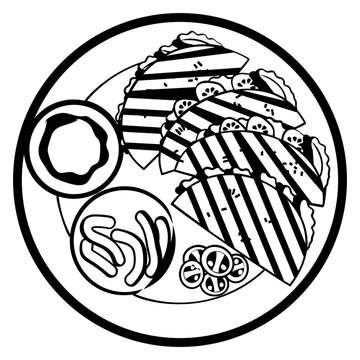 pizzadilla or chavindeca vector icon design, delicious food symbol, authentic local dishes sign, domestic cuisine stock illustration, Original Mexican quesadilla Platter with concept