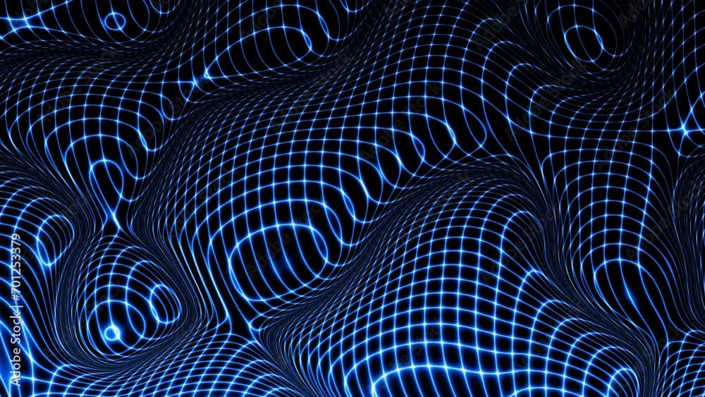 Fototapete technology digital wave background concept. beautiful motion waving dots texture with glowing lines.