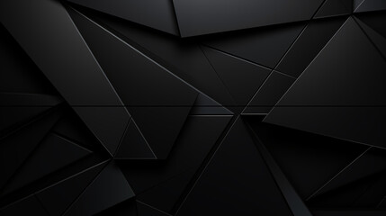 Black abstract geometric background from polygons. AI generated. - obrazy, fototapety, plakaty