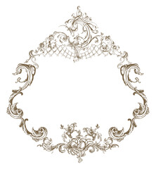 Antique vintage wedding  monogram frame for crest illustration vector