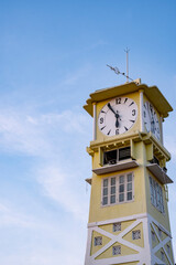 Fototapeta na wymiar the Clock Tower at the market in the City of Ratchaburi in the Province of Ratchaburi in Thailand,