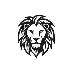 Fototapeta premium Black minimalist lion logo, pictogram or icon, silhouette, transparent or isolated on white background