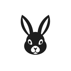 Obraz premium Black minimalist bunny logo, pictogram or icon, transparent or isolated on white background