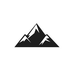Black minimalist mountain logo, pictogram or icon, transparent or isolated on white background