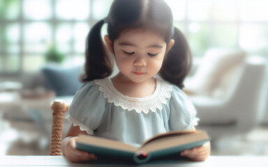 children reading books Educational concept of pre-adolescent children