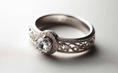 Wedding rings, white gold, diamond rings, glitter on a black background.