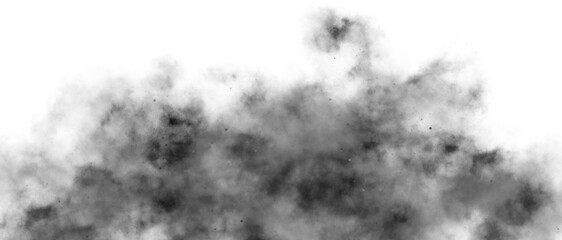 Dramatic black soft smoke effect on transparent background