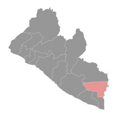 River Gee map, administrative division of Liberia. Vector illustration.