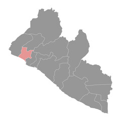 Bomi map, administrative division of Liberia. Vector illustration.