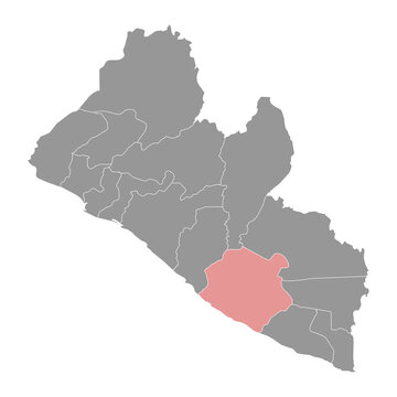Sinoe map, administrative division of Liberia. Vector illustration.