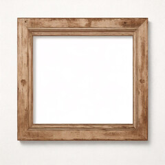 Obraz premium Fotomodell mit Holzrahmen an der Wand. Modell eines Bilderrahmens aus Holz. Horizontaler Rand mit Schatten. Leerer Fotorahmen A4 an der Hintergrundwand. Rand für Designdrucke, Poster und Gemälde. Vekt