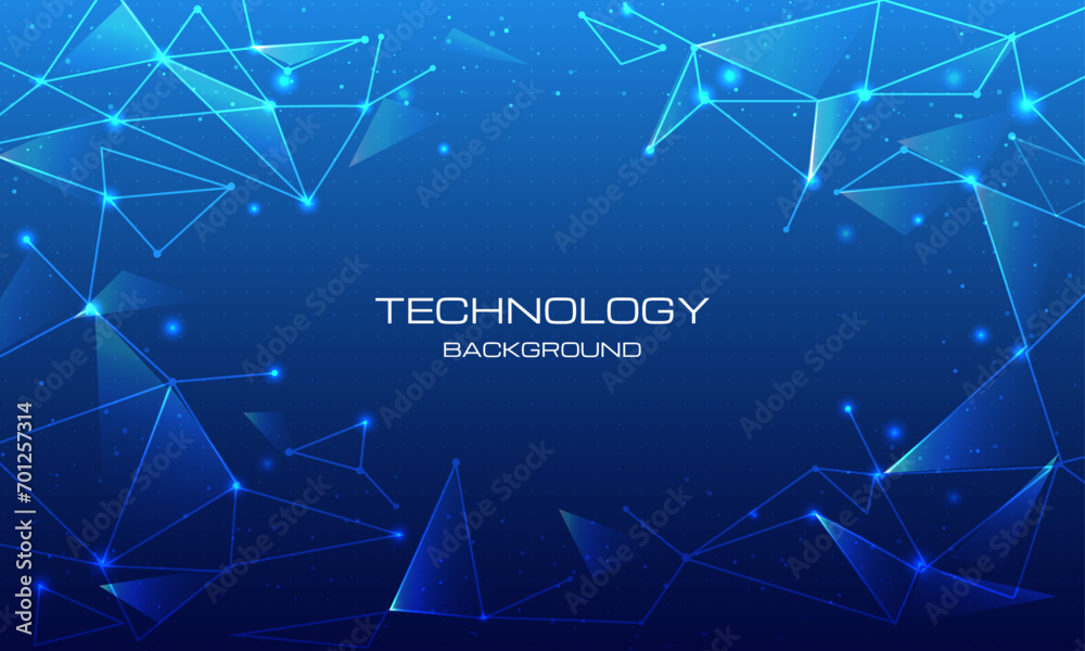 Fototapete technology digital data cyber poly line and dot on blue background. abstract futuristic techconnecti