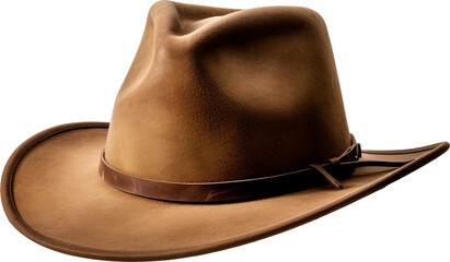 Leather cowboy hat isolated on transparent background. PNG