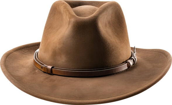 Leather cowboy hat isolated on transparent background. PNG