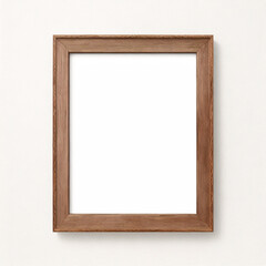 Fotomodell mit Holzrahmen an der Wand. Modell eines Bilderrahmens aus Holz. Horizontaler Rand mit Schatten. Leerer Fotorahmen A4 an der Hintergrundwand. Rand für Designdrucke, Poster und Gemälde. Vekt