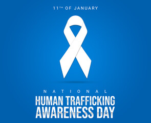 National human trafficking awareness day celebration in banner. January 11