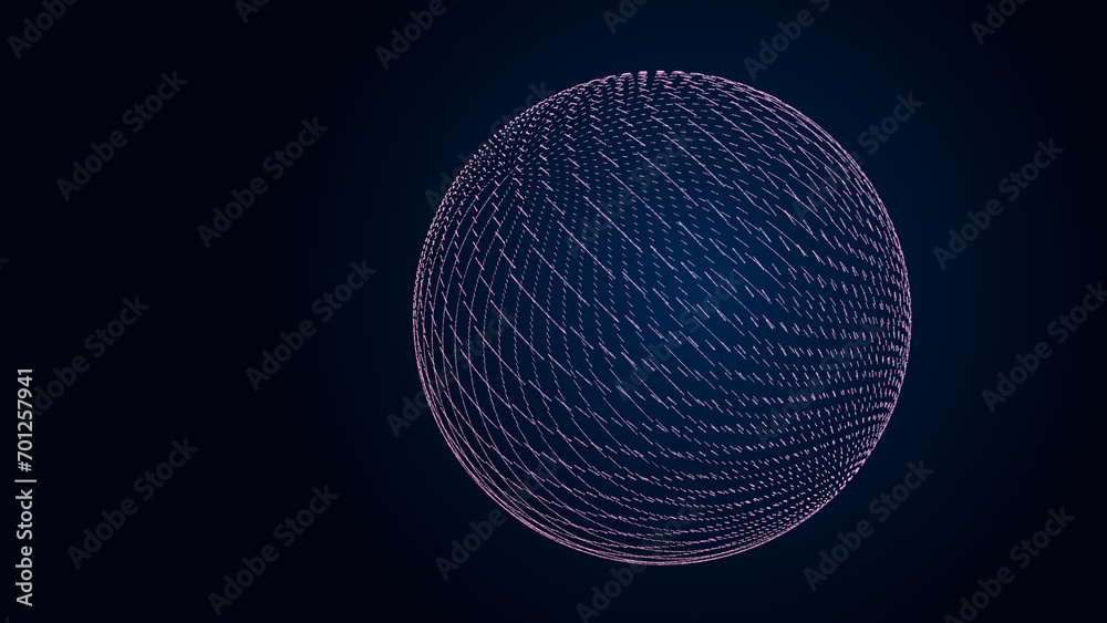 Poster futuristic twisted sphere made of lines and dots. technological background. data transmission networ