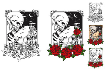 Skull Lovers Bundle, Skeleton in love vector, human skull lovers, Skull T-shirt, romantic Skeleton couples, Skull Couple, Dead Skeleton Love