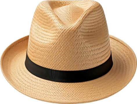 Traveling straw hat isolated on transparent background. PNG