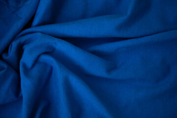 blue fabric with soft waves - obrazy, fototapety, plakaty