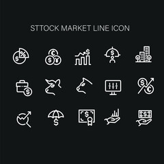 set of Stock market icon vector design , stock market line icons