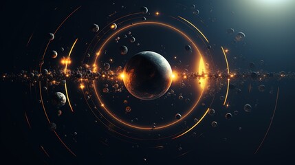 Deep space planets, awesome science fiction wallpaper, Cosmic landscape. Background for computer games, Banner