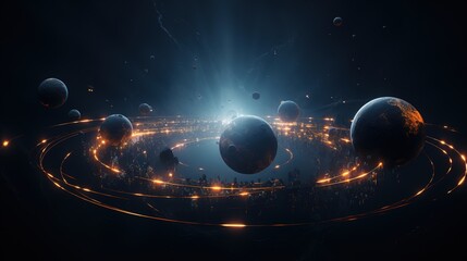 Deep space planets, awesome science fiction wallpaper, Cosmic landscape. Background for computer...