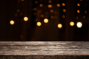 image of a wooden table on a blurred bokeh background