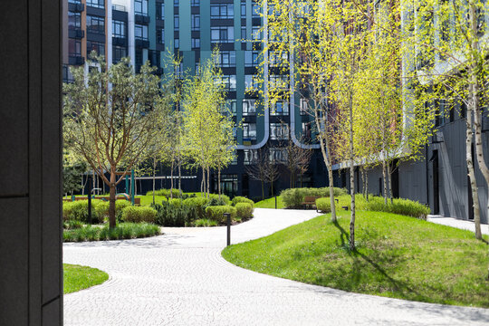 green spaces near an apartment building