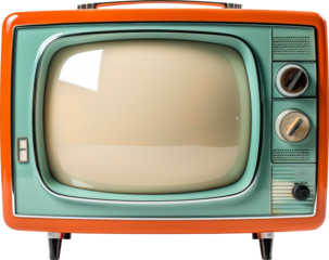 Old style TV isolated on transparent background. PNG