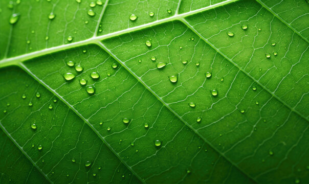 Close up macro photography of a beautiful green leaf