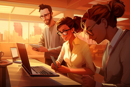 Une équipe de développeurs, designers ou ingénieurs travaillant ensemble à la conception d'un nouveau prototype, réunion de travail informelle avec le manager, supervision du chef d'équipe, IT, tech