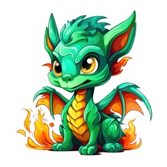 Fototapeta premium A cute and funny baby dragon in cartoon style.