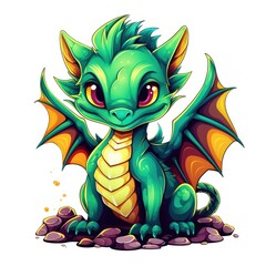 Fototapeta premium A cute and funny baby dragon in cartoon style.